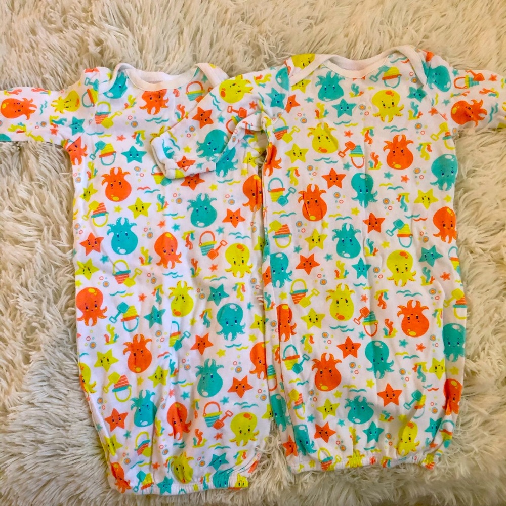 Newborn- 3 months set of two long nightgowns